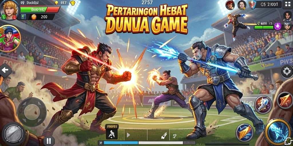 Screenshot gameplay yang menampilkan aksi pertarungan yang seru di 2757.