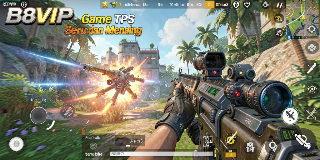 Tampilan gameplay TPS yang mendebarkan dalam B8VIP.