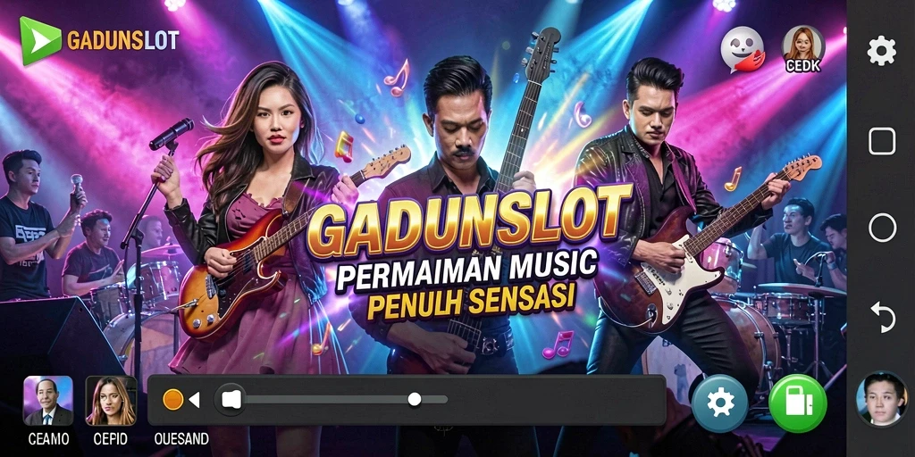 Tampilan seru gameplay GADUNSLOT dengan interaksi musik.