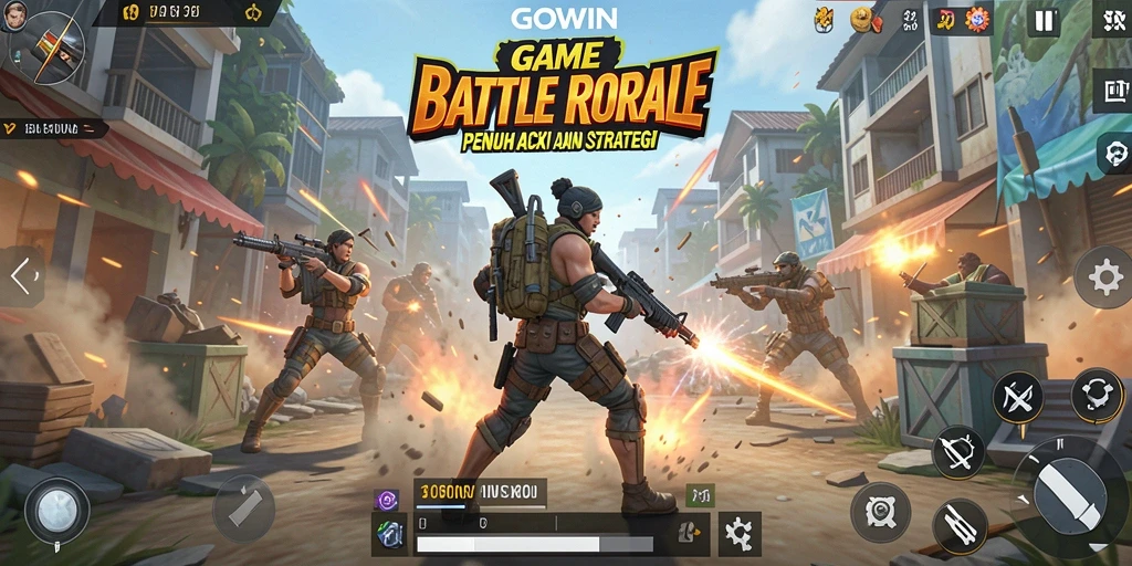 Tangkapan layar gameplay GOWIN dengan aksi menegangkan yang intens.