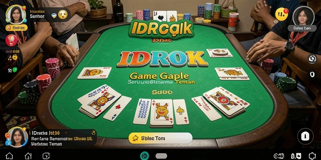 Tampilan gameplay IDROK yang menarik dengan suasana permainan Gaple yang seru.