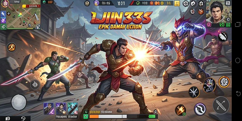 Tampilan seru gameplay JIN33 saat bertarung.