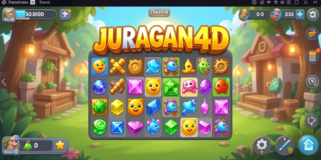 Screenshot menunjukkan gameplay seru dalam JURAGAN4D match-3.