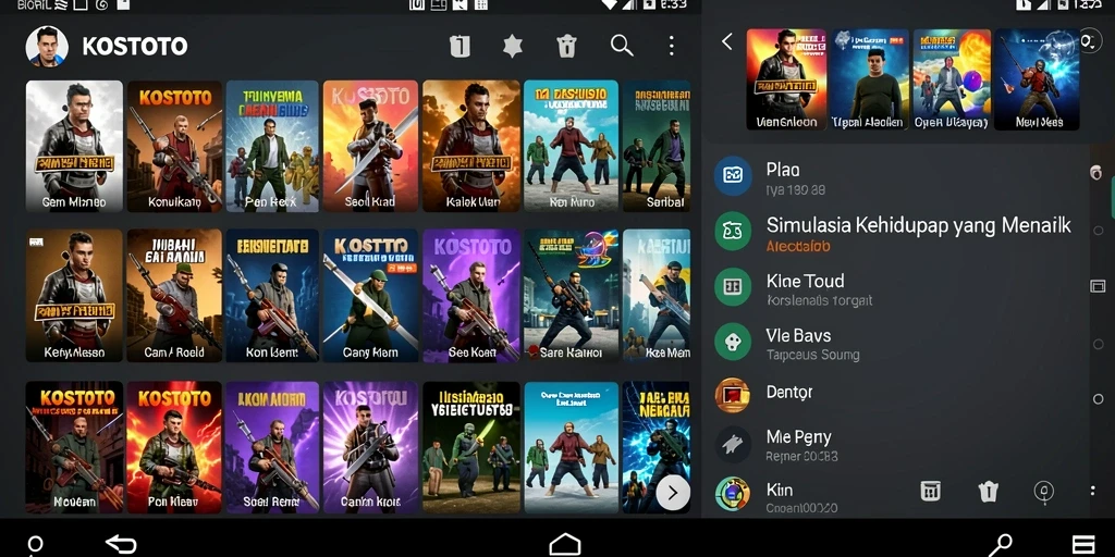 Gameplay KOSTOTO yang menarik dengan berbagai pilihan karakter dan skenario.