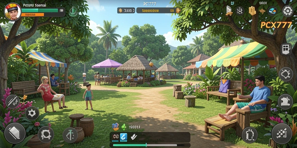 Screenshot gameplay PCX777 yang penuh warna dan menyenangkan.