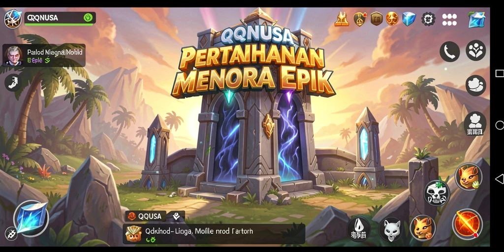 Tangkapan layar gameplay QQNUSA yang menunjukkan pertahanan menara yang strategis.