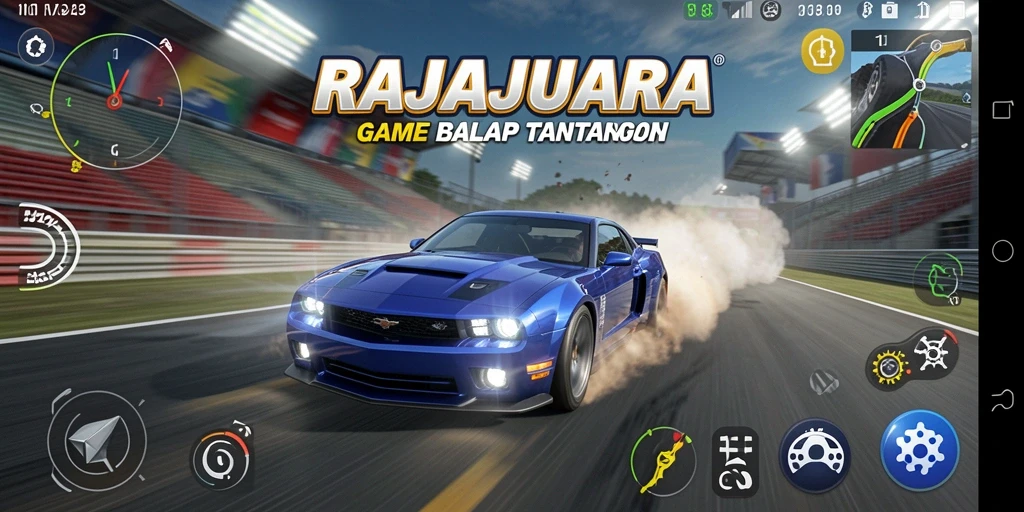 Tampilan gameplay balap mobil yang seru dan menegangkan.
