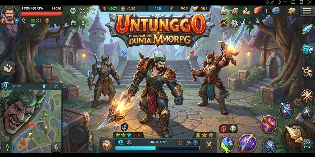 Gambaran gameplay UNTUNGGO yang menakjubkan dan interaktif.