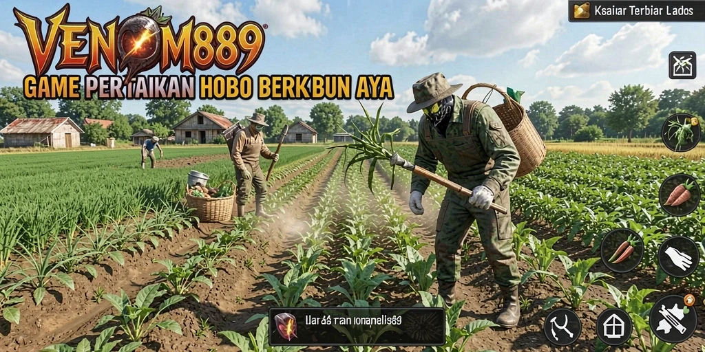 Tampilan utama gameplay VENOM889: pertanian yang penuh warna.