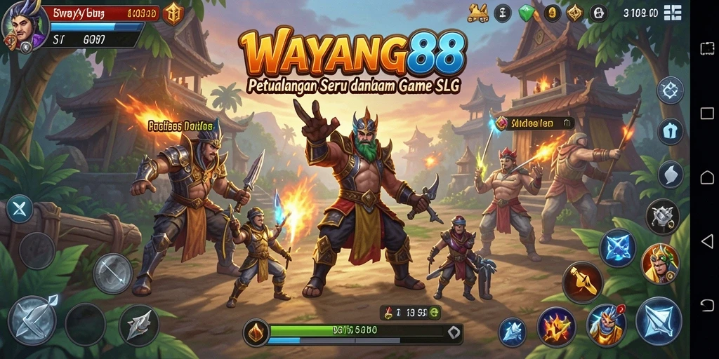 Tampilan gameplay seru dari WAYANG88 yang menunjukkan aksi pertarungan.